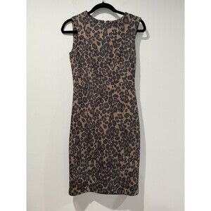 Tommy Hilfiger Sheath Dress Womens 2 Animal Print Stretch Back Zip Workwear
